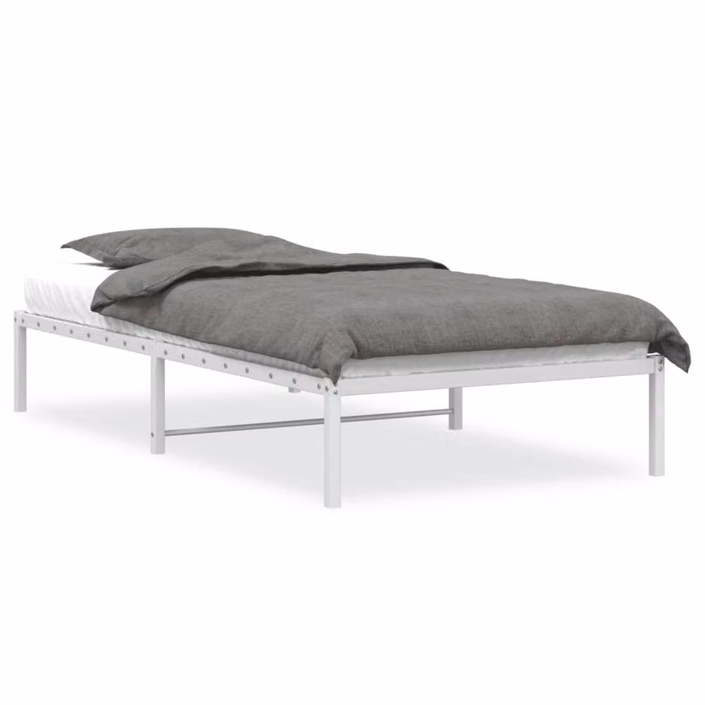 Berkfield Home Metal Bed Frame in White, W: 107 cm, L: 203 cm – 2