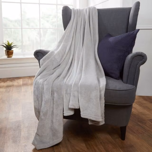 OHS Ultra Soft Silver Fleece Throw Blanket, W/D/H: 120 x 150 cm – 3