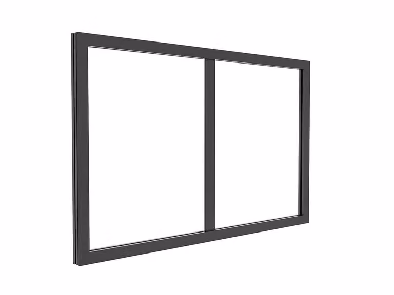 Vente-unique Powder-Coated Aluminium Workshop Transom with Glass, Black, W: 63 cm, H: 40 cm