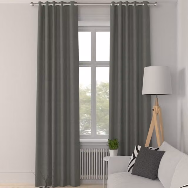 Simply Collection Iowa Silk Essence Made to Measure Blackout Fabric Panel Curtain in Green and Grey