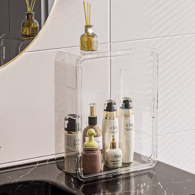 Livingandhome Wall-Mounted Plastic Storage Display Box in Transparent and White