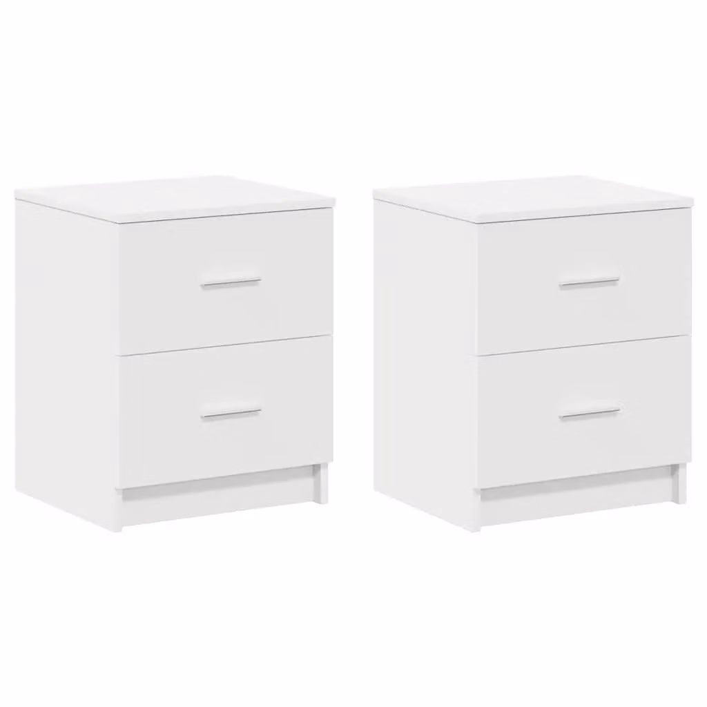 Berkfield Home Set of 2 Bedside Cabinets with 2 Drawers, White and Black, W/D/H: 40 x 36 x 50 cm