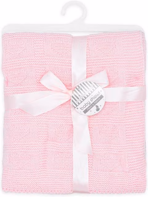 My Little World Knitted Pink Baby Shawl Blanket
