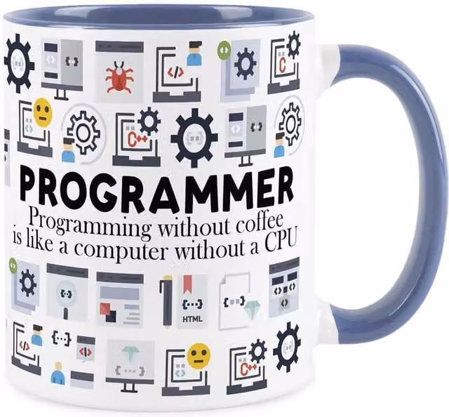 Purely Home Novelty Programmer Ceramic Mug in Blue