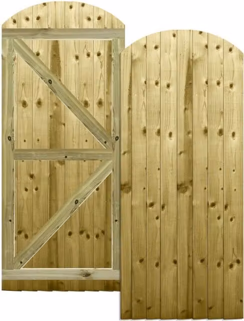 Premier Garden Supplies Overlapped Feather Edge Arch Top Pedestrian Garden Gate, Pressure Treated Wood, Width: 75 cm, Height: 180 cm