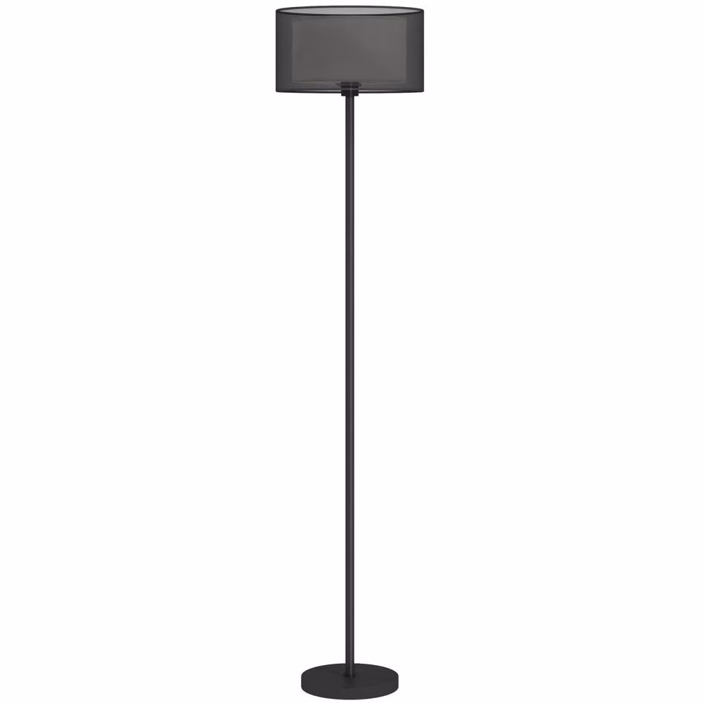 Wyld Haus Mira Minimalist Black Metal Floor Lamp with Double Layer Fabric Shade, H 152.5 cm x W 33 cm x D 33 cm – 2