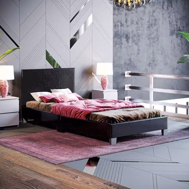 Vida Designs Lisbon Single Faux Leather Bed in Black