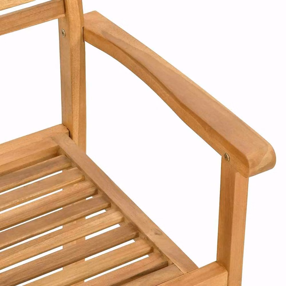 Berkfield Home Set of 4 Brown Teak Wood Stacking Garden Chairs with Armrests W/D/H: 55.5 x 55.5 x 90 cm – 3