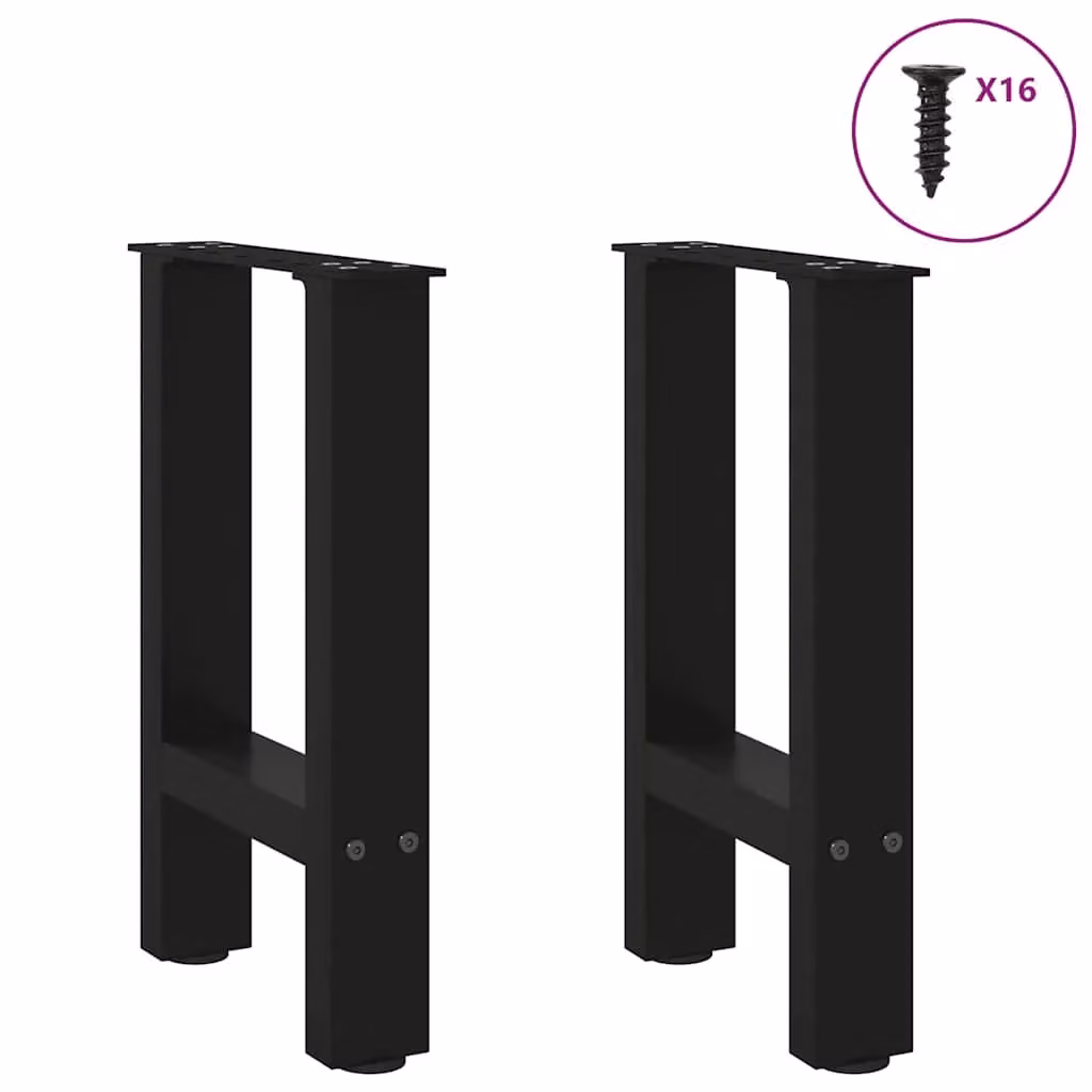 Berkfield Home Matt Black Steel Coffee Table Legs, 2 Pieces, W: 28 cm, H: 42-43 cm – 2