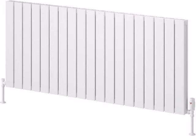 Bathroom Kingdom Piatto White Double Flat Panel Horizontal Aluminium Radiator W: 142 cm, H: 60 cm