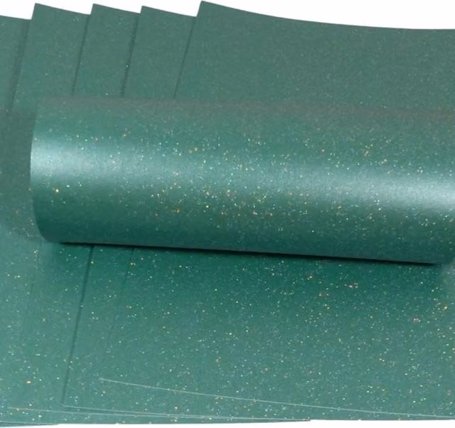Syntego Pack of 10 Green Sparkle Construction Paper
