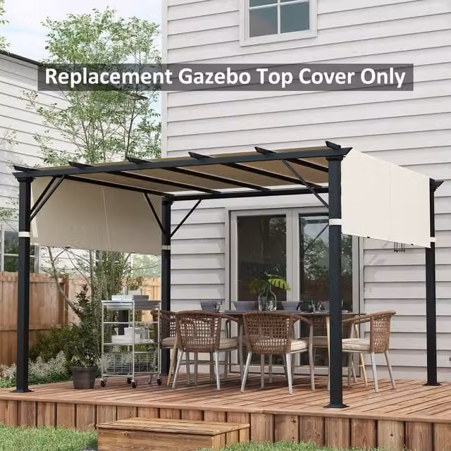 Outsunny 2-Piece Cream White Polyester Pergola Replacement Canopy for 3 x 3 m Pergolas