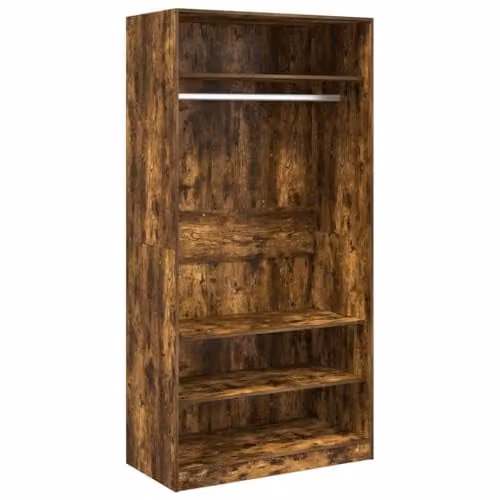 vidaXL Modern Wardrobe in Brown Oak with Hinged Doors and Hanging Rod, W/D/H: 100 x 50 x 200 cm