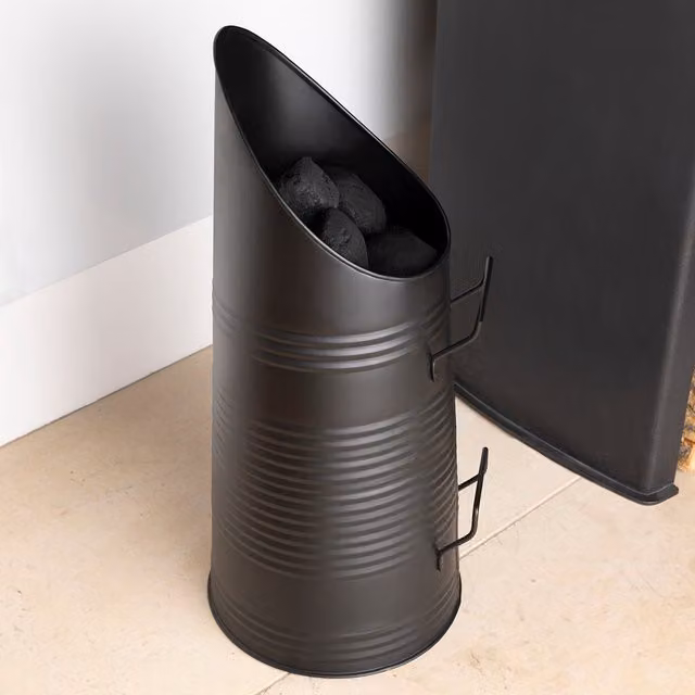Charles Bentley Black Ribbed Metal Coal Hod