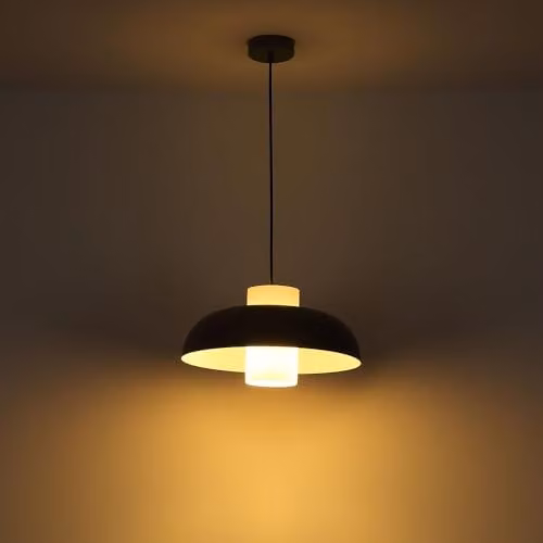 Globo Lighting Black Matt Dome Pendant Light with Glass Shade and E27 Socket, Height: 38 cm, W/D/H: 38 x 38 x 38 cm – 7