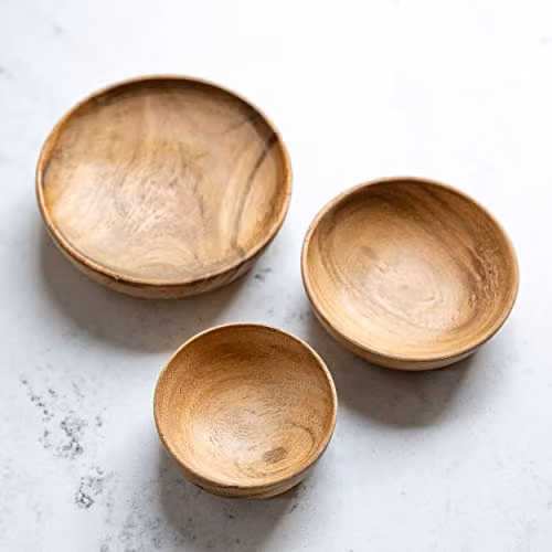 Artesa Set of 3 Brown Acacia Wood Salad Serving Bowls – 2