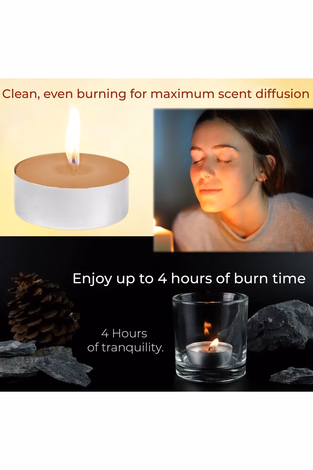 Deco Express Clementine Spice Scented Tealight Candles, 25 Pack, Beige – 8