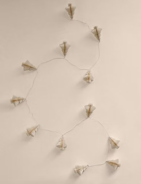 M&S Cream Paper Tree Pennant Garland for Christmas Decoration