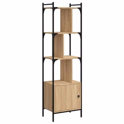 vidaXL Industrial Geometric Bookcase with Door in Brown, W: 44.5 cm, D: 30 cm, H: 154.5 cm