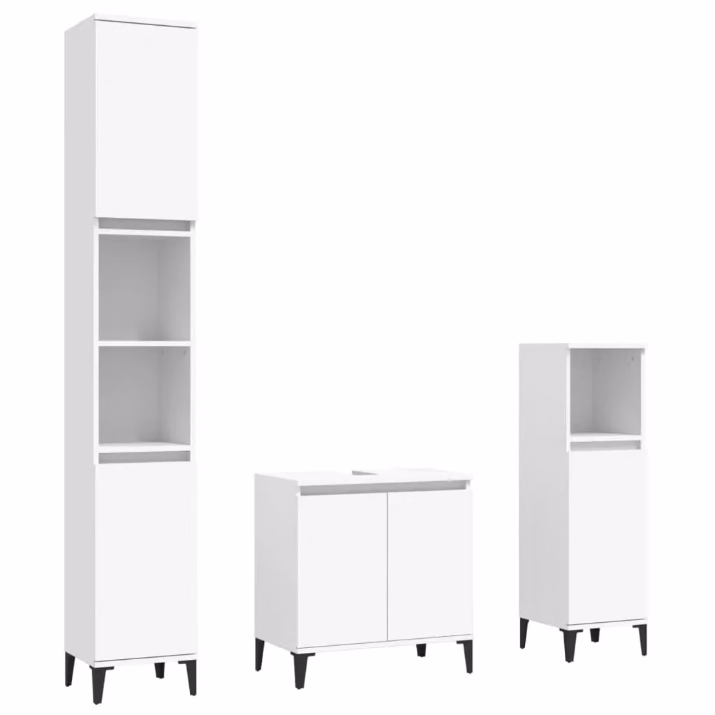 Berkfield Home 3 Piece Modern White Matt Bathroom Furniture Set – 2