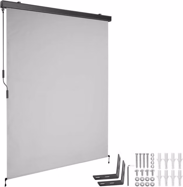 tectake Eloise Vertical Awning in Grey, W/H: 140 x 250 cm – 1
