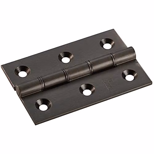 Loops Pair of Matt Bronze Brass Washered Butt Hinges for Internal Doors, W/D/H: 76 x 50 x 2.5 mm