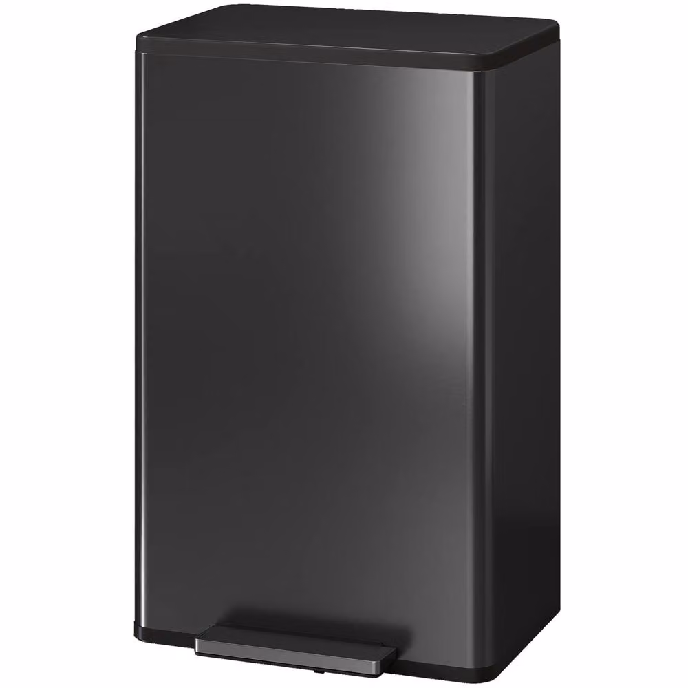 STILVORA 45L Black Stainless Steel Pedal Kitchen Bin with Soft-Close Lid and Removable Inner Bucket – 4