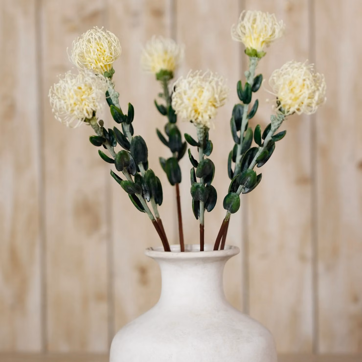Hill Interiors Pincushion Protea Artificial Flower Spray in Beige and White – 2