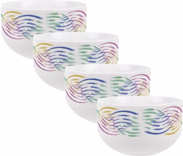 Purely Home Abstract Waves Ceramic Cereal Bowl in Green and Multicolour