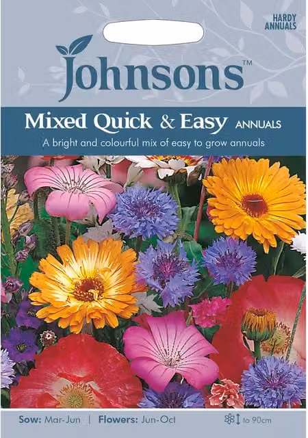 Johnsons Mixed Quick and Easy Annual Flower Seeds, Multicolour, Spring and Summer Ornamental Garden Variety