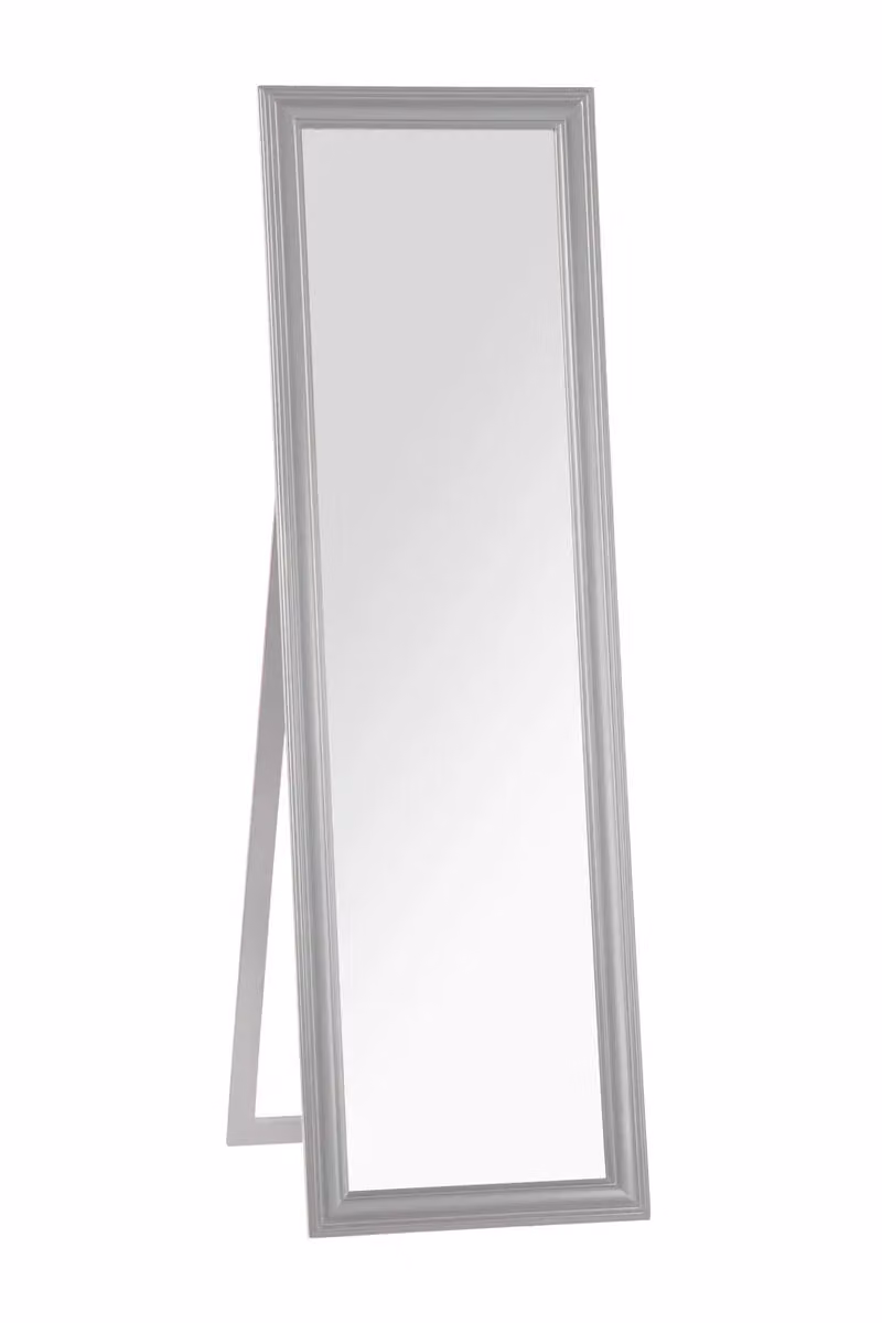 Orsina Full Length Floor Standing Mirror with Bevelled Edges, White and Grey Rectangular Design, H 145 x W 45 x D 5 cm – 2