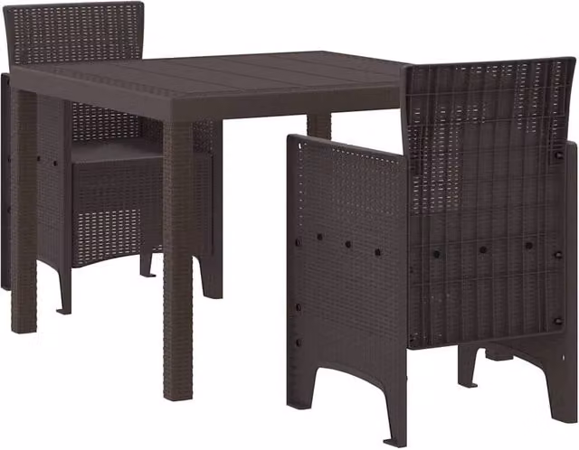 Berkfield Home Garden Dining Set, 3-Piece Brown Polypropylene Resin Table and Chairs Set – 1