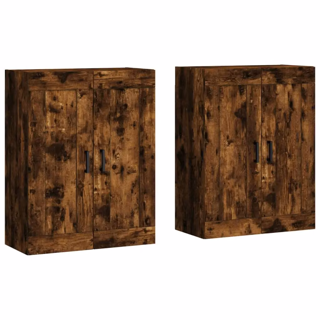 Berkfield Home Set of 2 Wall Mounted Cabinets in Smoked Oak Brown Engineered Wood – 2