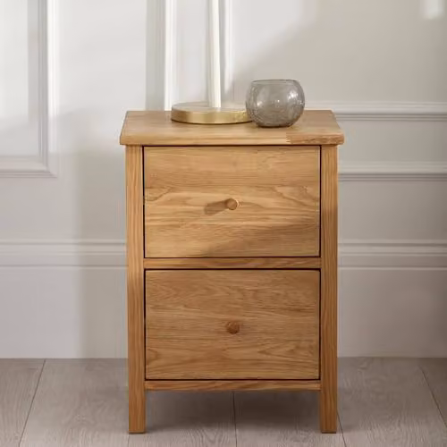 Julian Bowen Coxmoor Oak 2 Drawer Bedside Table in Brown