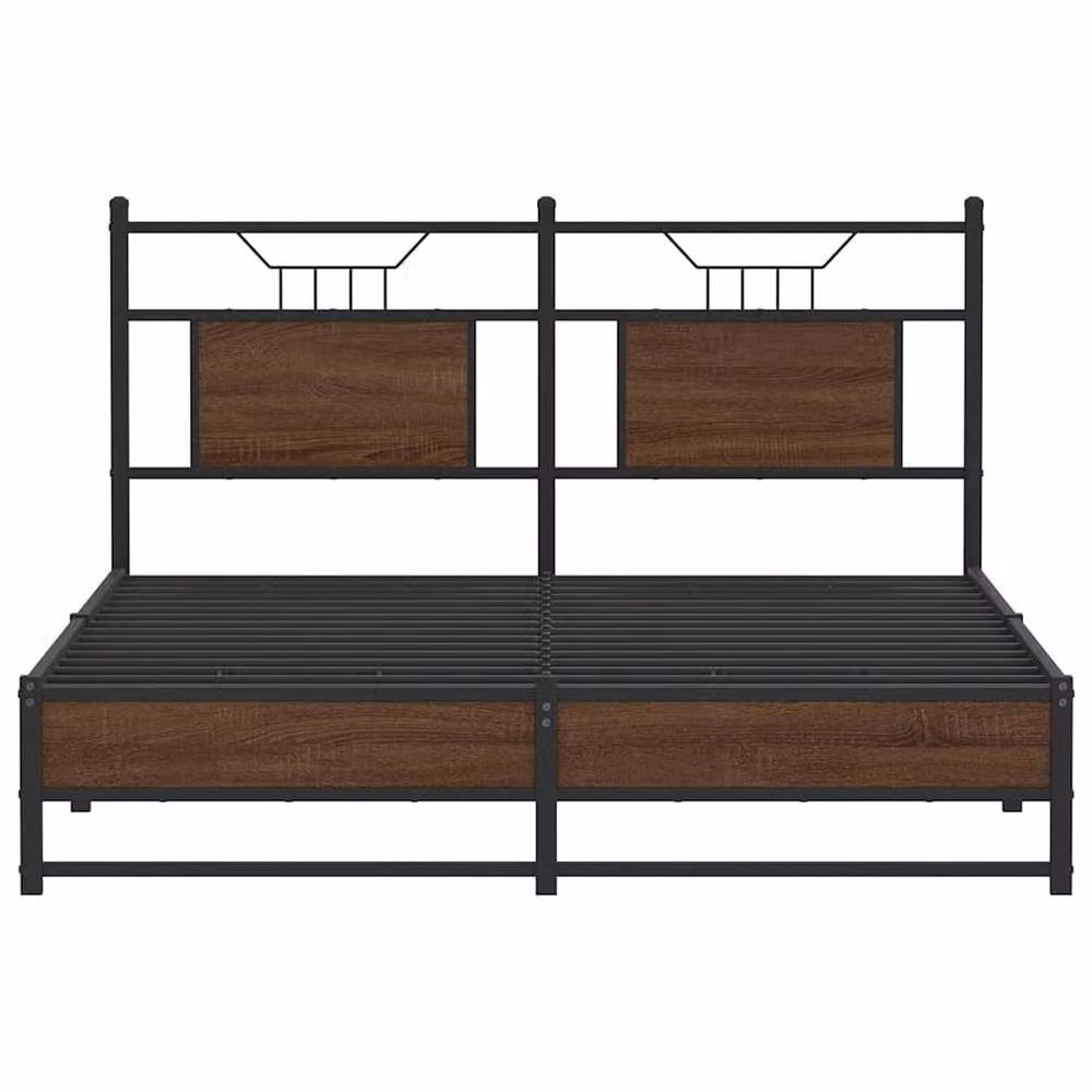 Berkfield Home King Size Bed Frame in Brown Oak and Metal, W: 150 cm, D: 200 cm – 4