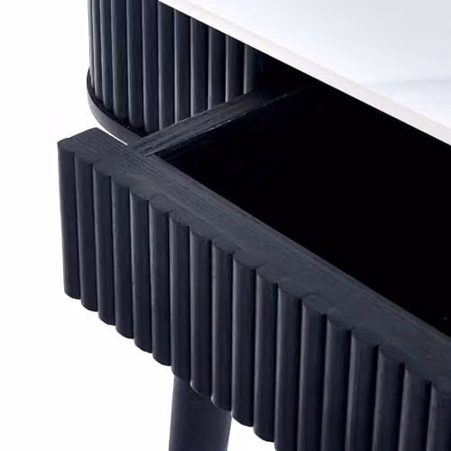 Julian Bowen Louis Rectangular Stone Top Dining Table with 2 Drawers in White, Black and Gold Ash Wood, W: 190 cm, D: 90 cm, H: 77 cm – 5