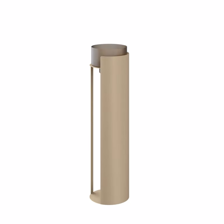 Dome Deco KATLA Hurricane M Metal Tabletop Pillar Candle Holder in Beige