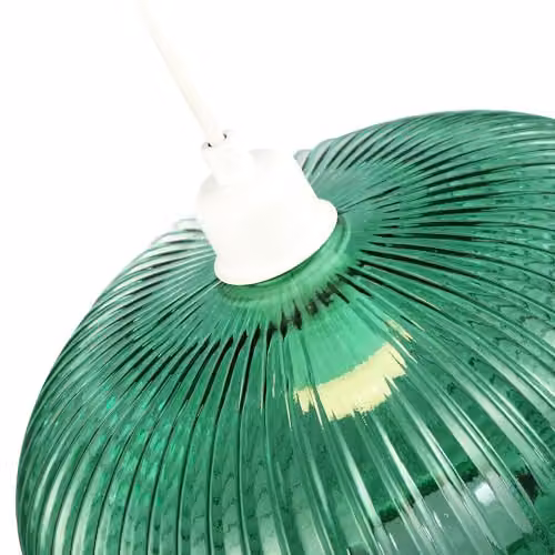 Happy Homewares Modern Oval Ribbed Glass Pendant Lamp Shade in Green, W: 30 cm, D: 17 cm – 3