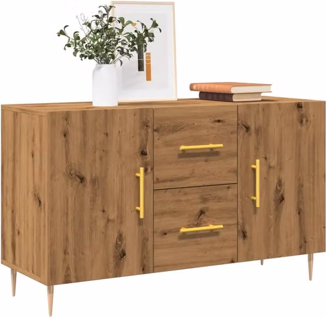 Berkfield Home Artisan Oak Sideboard in Brown, W/D/H: 100 x 36 x 60 cm – 1
