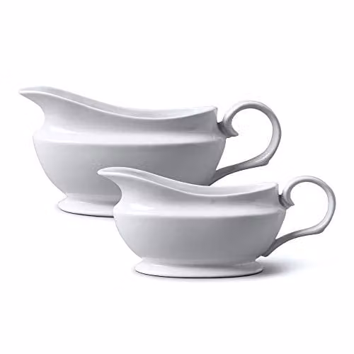 WM Bartleet & Sons Set of 2 White Porcelain Drip-Free Gravy and Sauce Jugs