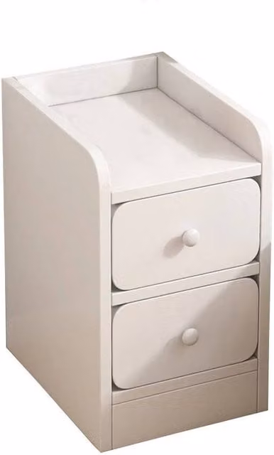 FORGEVIO Modern 2 Drawer White Bedside Table and Small Side Cabinet