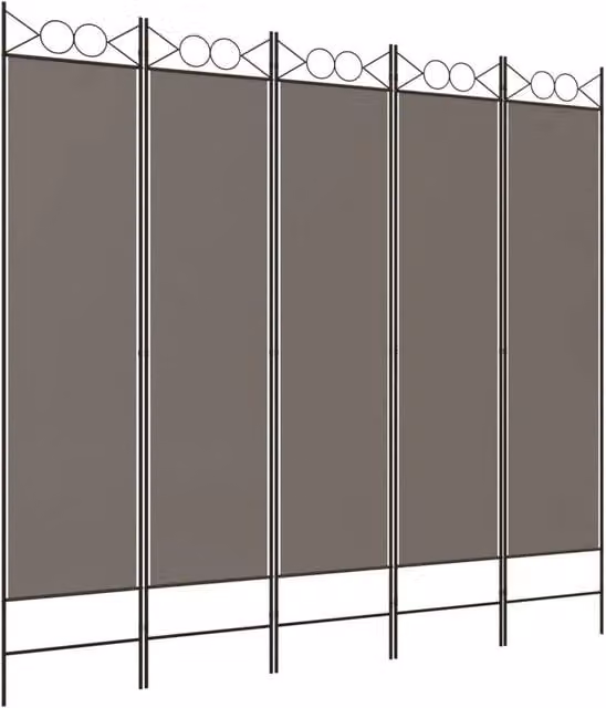 Berkfield Home 5-Panel Fabric Room Divider in Anthracite, H 200 cm x W 200 cm – 1