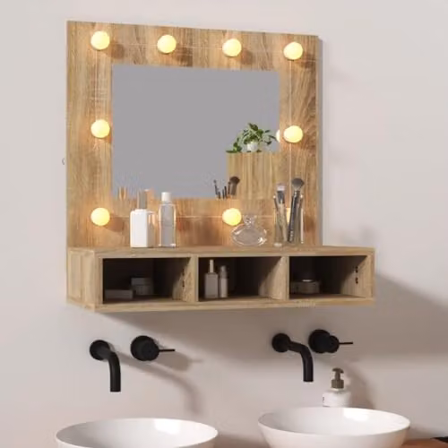 vidaXL Modern Mirror Cabinet with LED Lighting in Sonoma Oak, W/D/H: 60 x 31.5 x 62 cm – 2