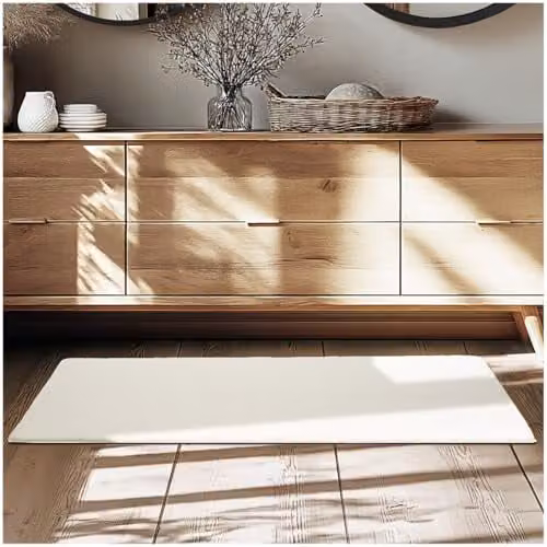 tectake Zonelle Fluffy Rug in Beige Polyester, Washable and Non-Slip, W/D/H: 110 x 60 x 1 cm