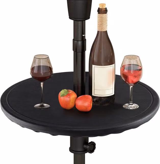 COSTWAY Umbrella Table Tray in Black Plastic
