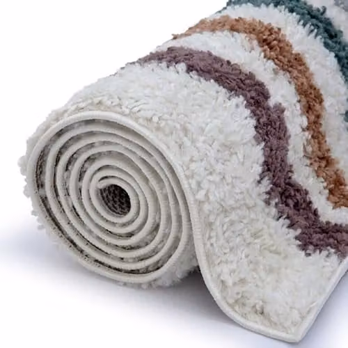THE RUGS Modern Patterned Soft Shaggy Area Rug, Multicolour, W: 80 cm, D: 300 cm – 6