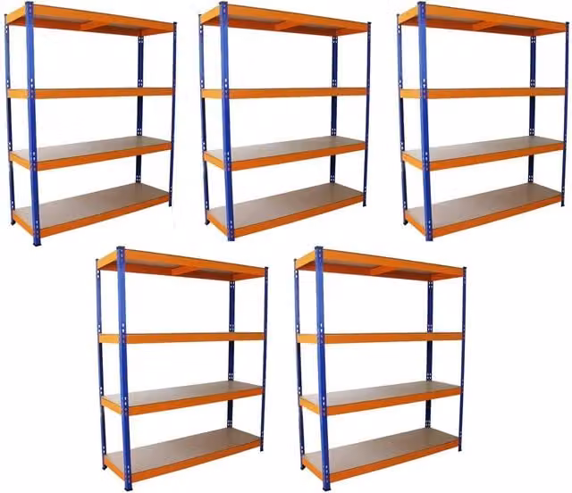 Set of 5 S-Rax Metal and MDF Racking Units in Blue, H 180 x W 150 x D 50 cm – 1