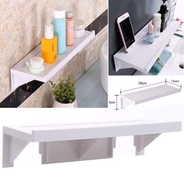 FORGEVIO No Drill Adhesive Corner Shower Caddy Bathroom Shelf in White