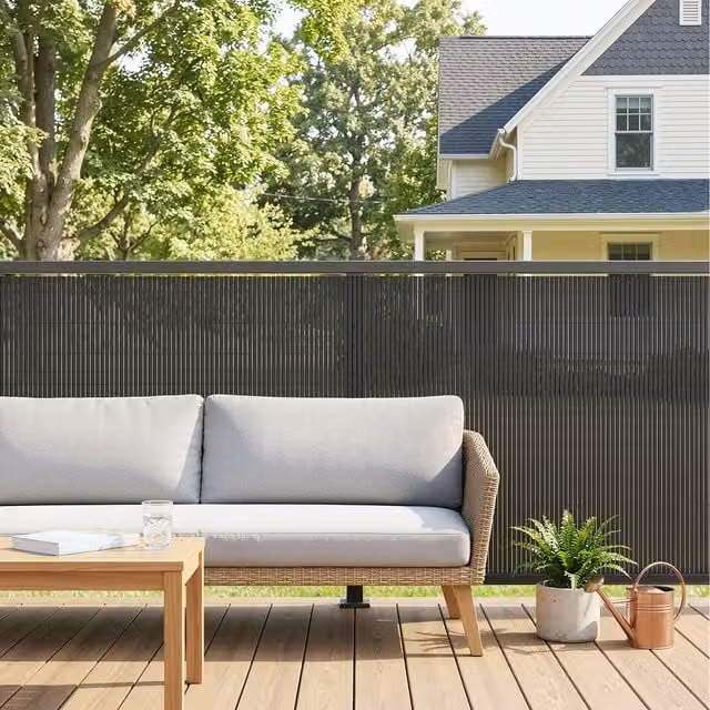 Outsunny 2-Piece Opaque Plastic Privacy Screening Windbreak Fence in Grey and Dark Grey