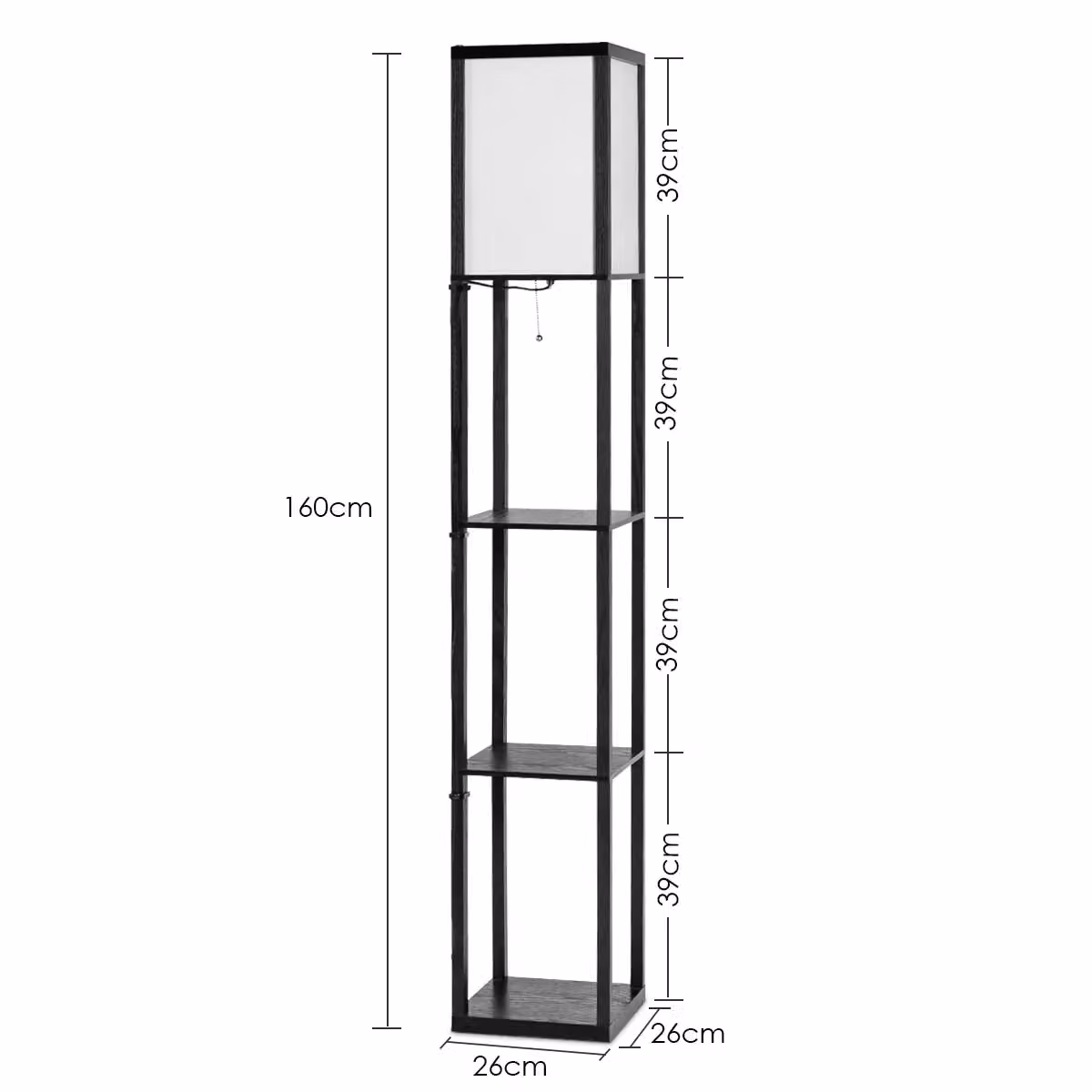 Costway Modern 3-Tier Floor Lamp and Narrow Corner Nightstand in Black – 2